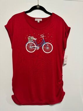 Red Short Sleeve Bicycle Graphic Tee
